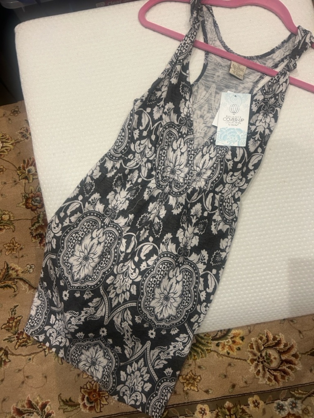 Balance Collection Black and White Racerback Swim Cover-Up-S